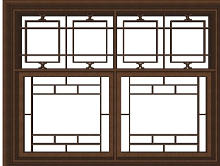 中式窗户su模型