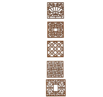 中式窗花su模型