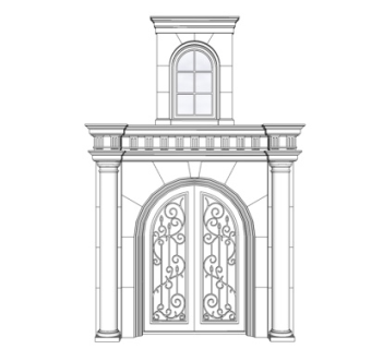 简欧入户门头su模型
