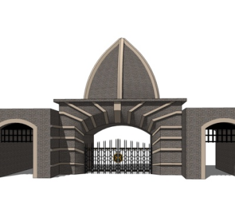 简欧铁艺花园大门su模型