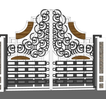 简欧铁艺花园大门su模型