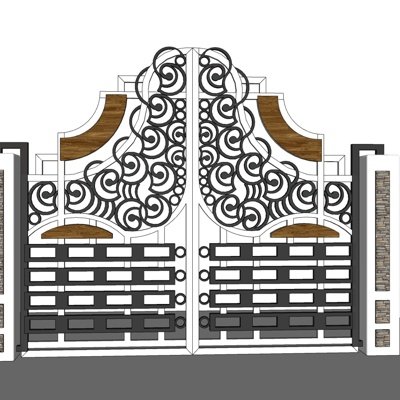 简欧铁艺花园大门su模型