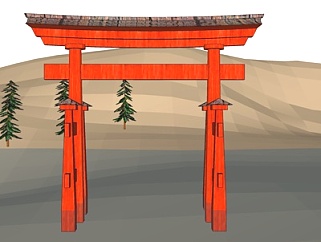 日式<em>神社</em>鸟居su模型