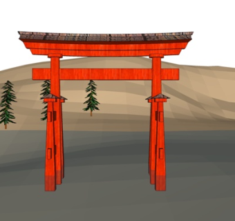 日式神社鸟居su模型