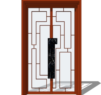 新中式不锈钢玻璃门su模型