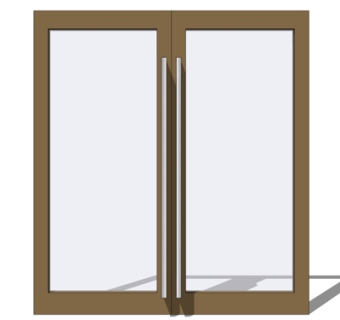 现代不锈钢玻璃门su模型