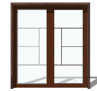 现代不锈钢玻璃门su模型