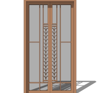 现代不锈钢玻璃门su模型