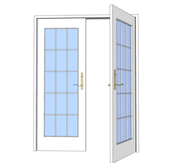 现代不锈钢玻璃门su模型