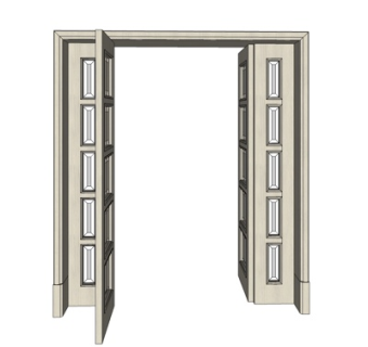 现代不锈钢玻璃门su模型