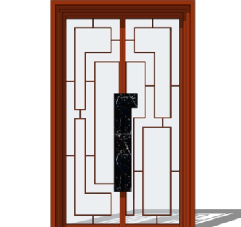 新中式不锈钢玻璃门su模型