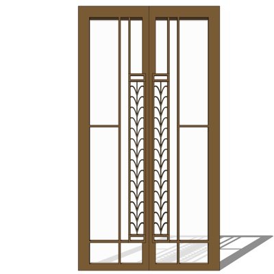 现代不锈钢玻璃门su模型