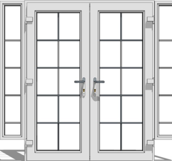 现代不锈钢玻璃门su模型