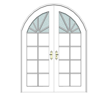 简欧不锈钢玻璃门su模型