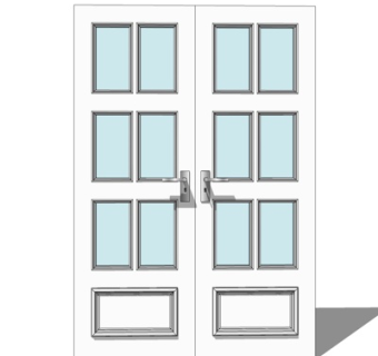 现代不锈钢玻璃门su模型