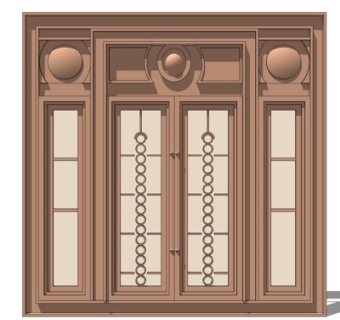 简欧不锈钢玻璃门su模型