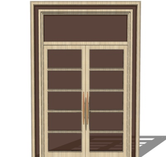 简欧不锈钢玻璃门su模型