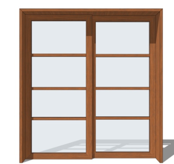 现代不锈钢玻璃推拉门su模型