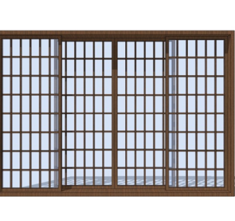 新中式不锈钢玻璃推拉门su模型