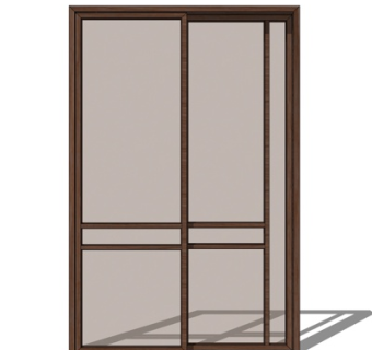 新中式不锈钢玻璃推拉门su模型