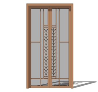 现代不锈钢玻璃推拉门su模型