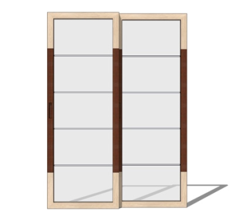 现代不锈钢玻璃推拉门su模型