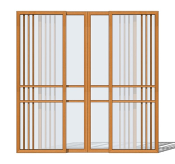 新中式不锈钢玻璃推拉门su模型