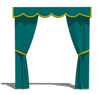 现代布艺窗帘su模型