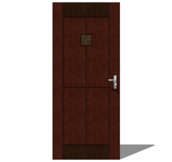 现代实木单开门su模型