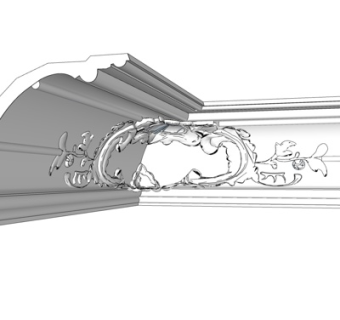 欧式线条转角雕花su模型