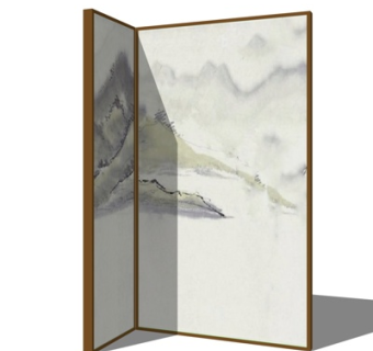 新中式屏风隔断su模型