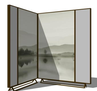 新中式屏风隔断su模型