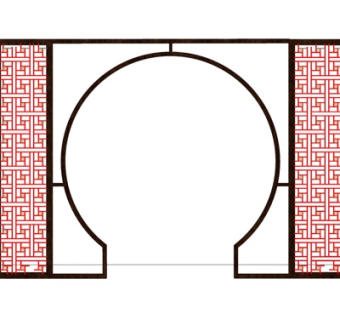 新中式月亮门su模型
