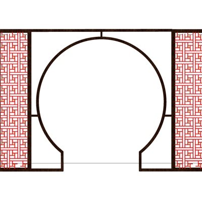 新中式月亮门su模型