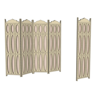 新中式屏风隔断su模型