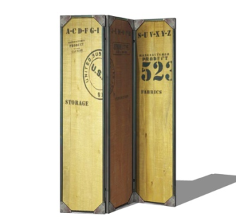 工业风屏风隔断su模型