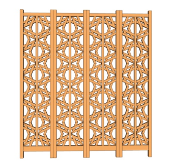 新中式镂空隔断su模型