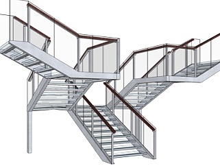 现代室外楼梯su模型