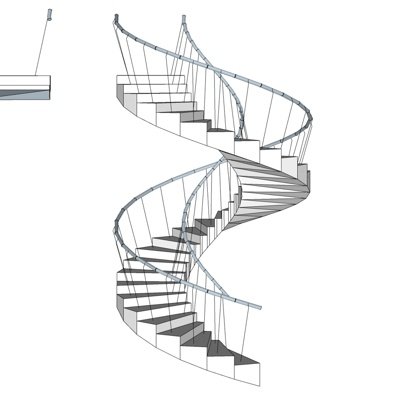 现代旋转楼梯su模型