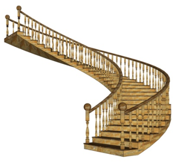 美式实木楼梯su模型