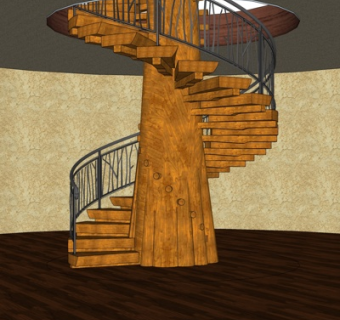 现代旋转楼梯su模型