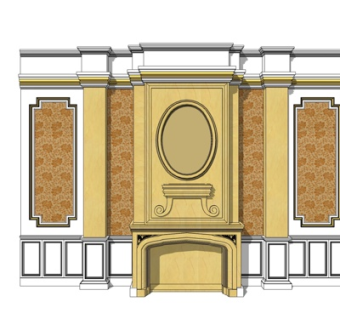 欧式背景墙su模型