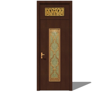 新中式平开门su模型