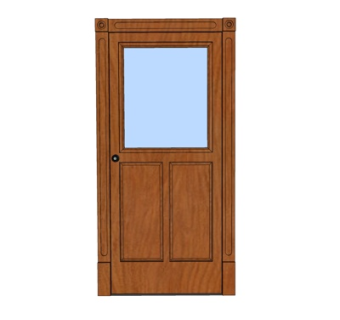 新中式平开门su模型