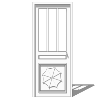 现代平开门su模型