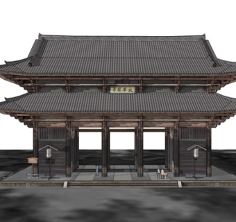 中式寺庙外观su模型