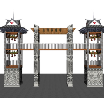中式牌坊su模型