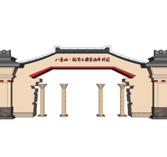 中式牌坊su模型