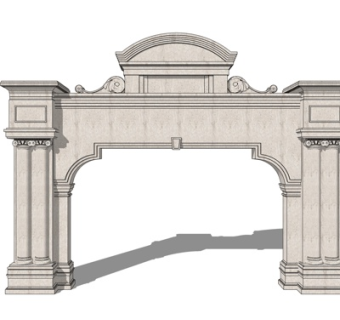 欧式石制大理石大门su模型
