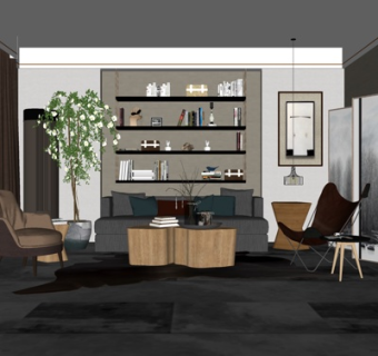 现代客厅su模型